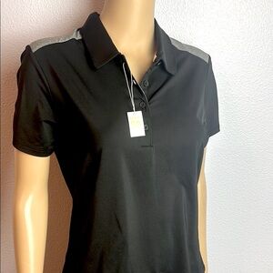 Adidas Black and Gray Polo Golf Tennis Shirt with Moisture-Wicking Fabric
